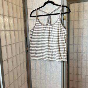 Anthropologie Lilka gray and white striped tank top